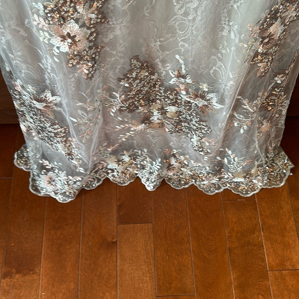 Mac Duggal EMBELLISHED V NECK ILLUSION LONG SLEEVE GOWN size 10 $698 sold out - Picture 13 of 17